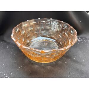 Vintage Carnival Glass Basket Bowl